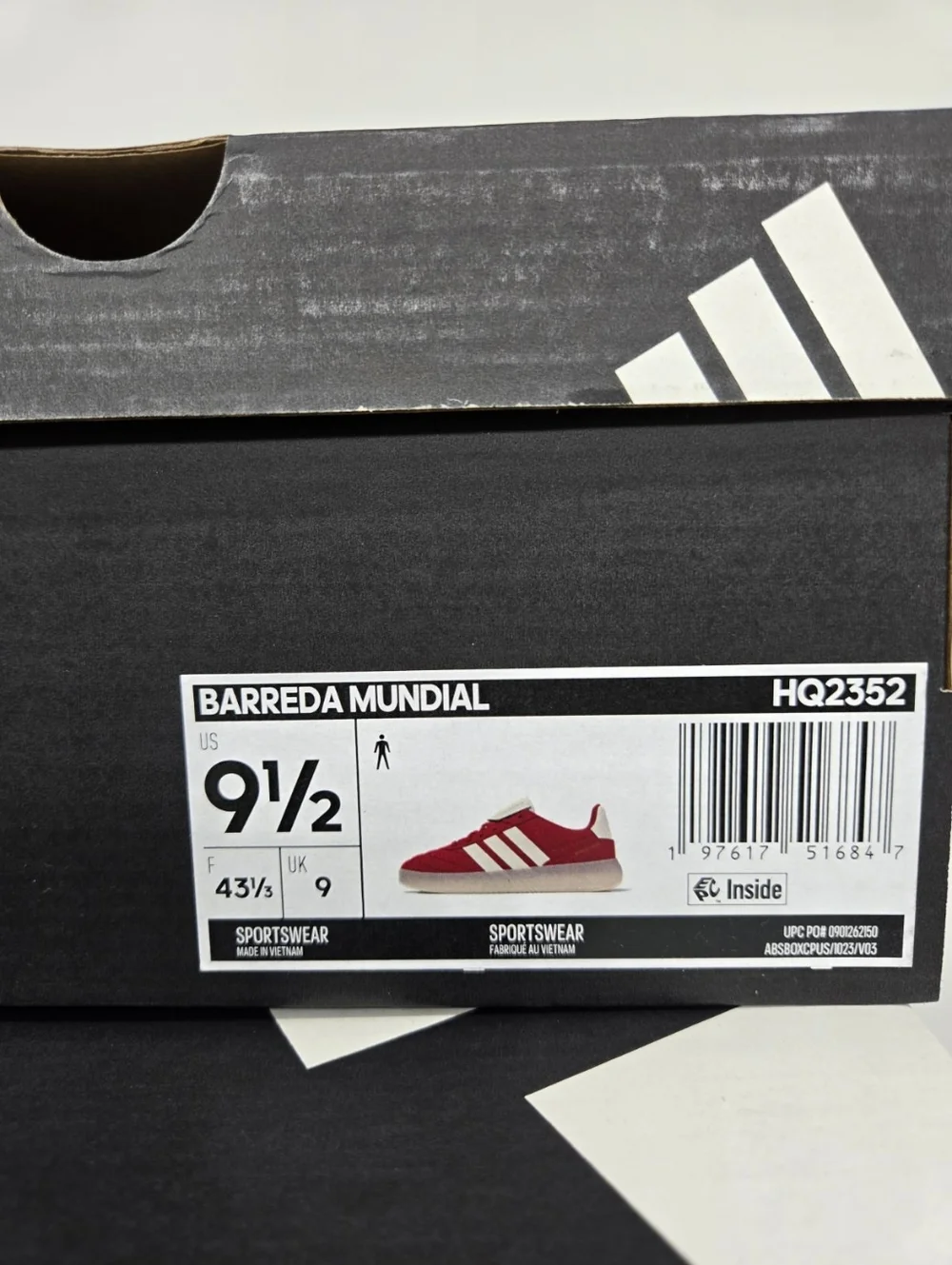 adidas Men's Barreda Mundial HQ2352 Better Scarlet Off White Shoes Size 9.5